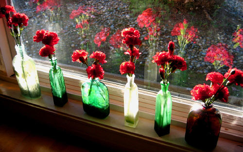 Photograph - Red Carnations on Sill